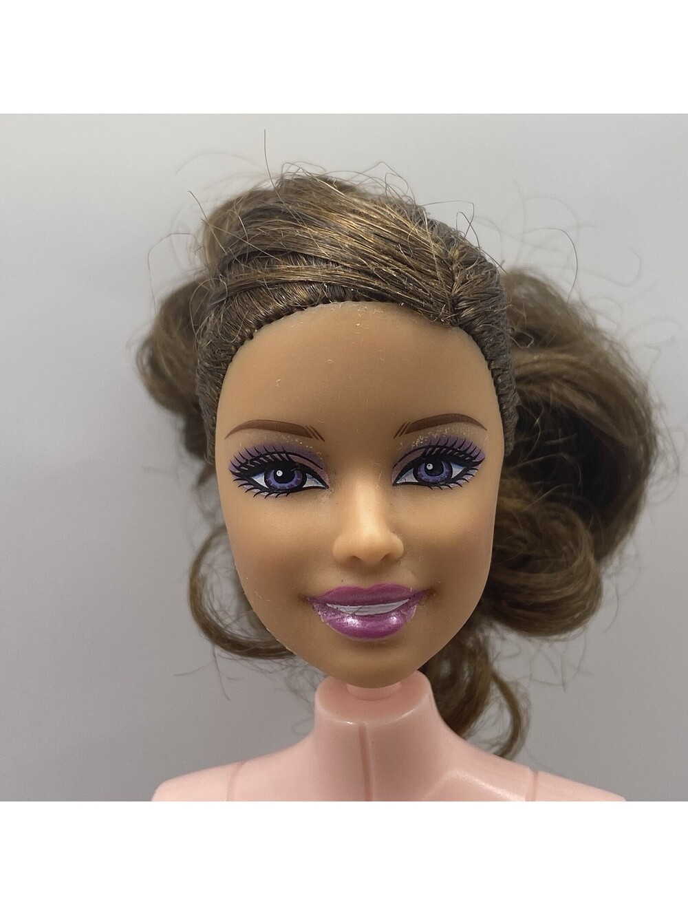 Barbie Head-2009 Ballerina Barbie Brunette Purple Eyeshadow OOAK B15